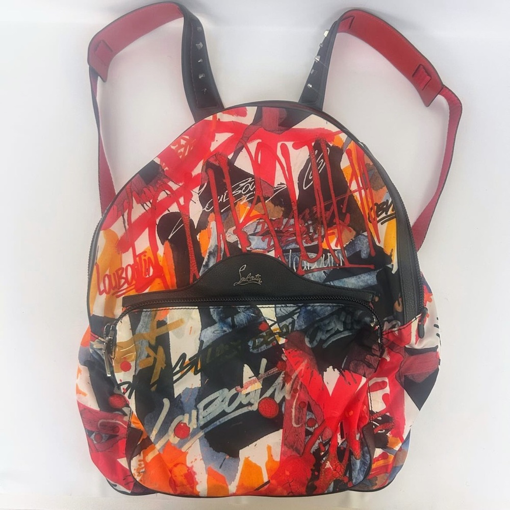 Christian Louboutin Vibrant Red and Black Backpack